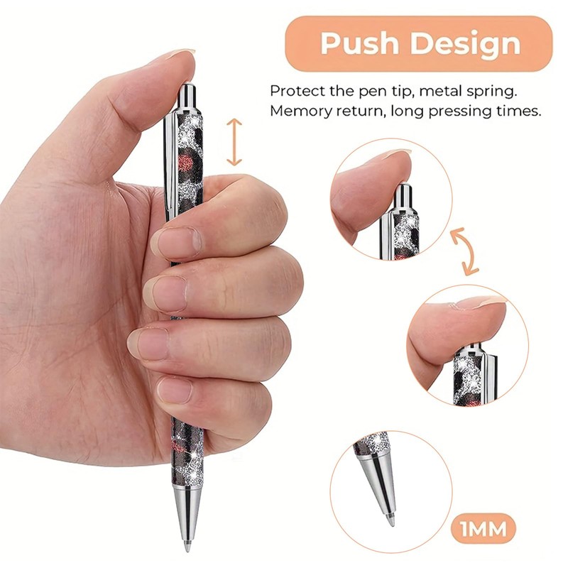 Bling Metal Pens 7Pcs Leopard Print Metal Pens Bling Sparkly