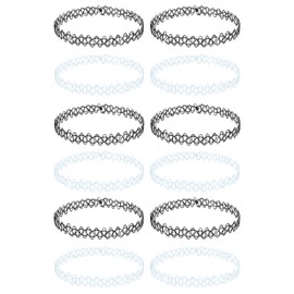 BodyJ4You 12PC Tattoo Choker Necklace Set - 90s Accessories 2000s Jewelry - Gothic Black Henna White - Stretchy Multicolor Collar