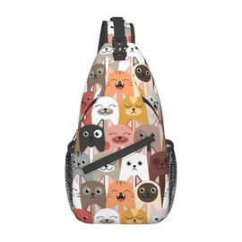 FyLybois Cat Sling Bag Multipurpose Crossbody Backpack For Women Chest Daypack Outdoor Cycling Hiking Travel mid