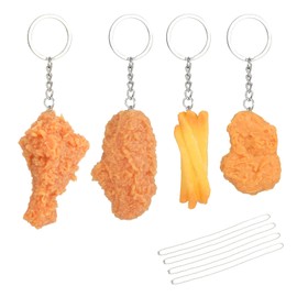 HEY FOLY 4pcs Chicken Nugget Keychain Funny 3d Plastic Key Chians Fake Food Key Chains Gag Gifts for Women Men