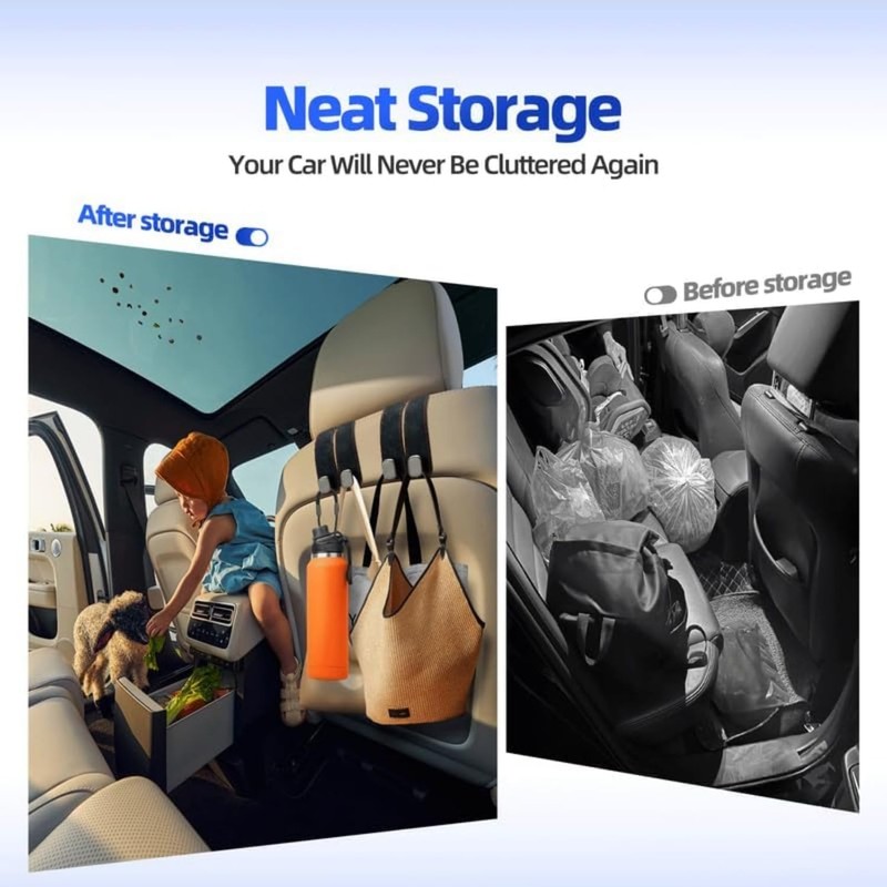 Usinynia 4 Pack Car Hooks for Headrest Double Car Seat