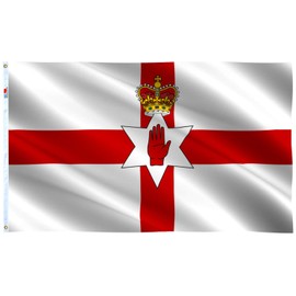 Northern Ireland Flag 3 X 5 Ft,Canvas Header and Double Stitched - Brass Grommets for Easy Display,Vivid Color and UV Fade Resistant Outdoor Irish Flags 90x150Cm