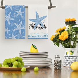 Artoid Mode Juego de 4 toallas de cocina de verano con temática de océano de estrella de mar, 18 x 26 pulgadas, decoración de temporada