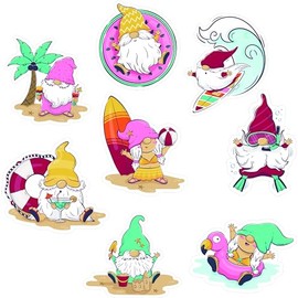Cruise Ship Door Decorations Bundle of 8 Beach Gnomes Funny and Fun Party Decor - Decorative Magnetic Favors For Fridge, Locker, Whiteboard - Ships Stateroom on Carnival, Norwegian & Ocean Trips