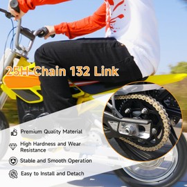 HIAORS 25H Chain 132L with Connecting Master Link for Razor MX500 and MX650 Gas Electric Scooters Mini Bikes Mini Pocket Bikes