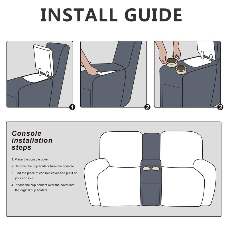 molasofa Leather Like Additional Recliner Console Cover for Reclining Loveseat