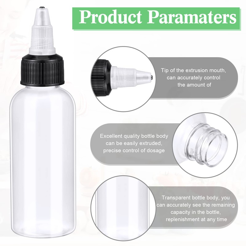 Baderke 48 Pack 2 oz Round Bottles with Twist Caps