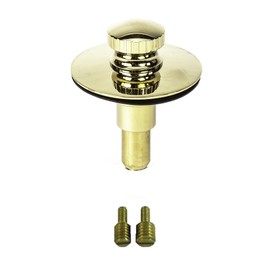 PF WaterWorks PF0955-PB TubSTRAIN Universal Lift n Lock (Push Pull) Bath Tub/Bathtub Drain Stopper includes 3/8" and 5/16" Fittings, No Hair Catcher, Polished Brass