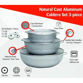 3Pieces Colombian Cast Aluminum or Dutch Oven Set with Lid