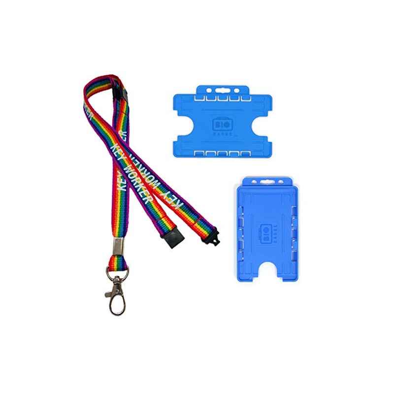 Rainbow 15mm Key Worker Neck Lanyard with 3 Point Safety