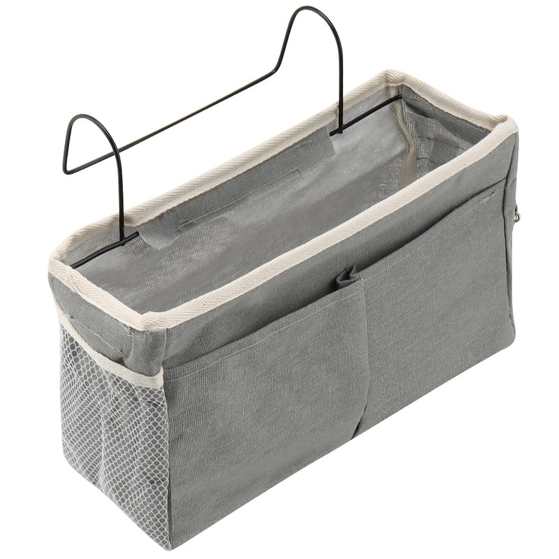UNGFEI 3 PCS Grey Bedside Hanging Storage Basket, Bed Organiser