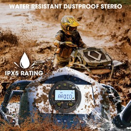 Waterproof Marine Gauge Stereo Receiver - Bluetooth Boat AM FM Radio - 2.8 Inch LCD Display MP3 USB AUX-in Subwoofer Pre-Amp 200 Watts Output