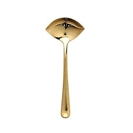 Vietri Settimocielo Oro Sauce Ladle, 7.5" Gravy Ladle, 18/10 Stainless Steel Gold Flatware
