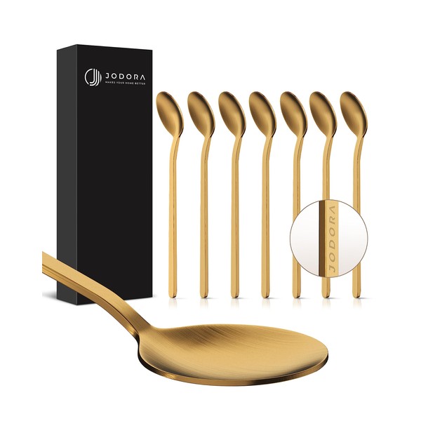 JODORA Designer Espresso Spoon Gold – Set of 6 Espresso Spoons Small – High-Quality Mocha Spoon Made of Rustproof Stainless Steel – Sturdy 10 cm Small Spoons Dishwasher Safe