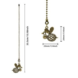 LuoQiuFa 2Pcs Bee Ceiling Fan Pull Chain,12 Inches Decorative Fan String Pulls Charm Extension,3mm Diameter Beaded Ball Fan Pull Chains Extender Ornament with Connector(Bronze)