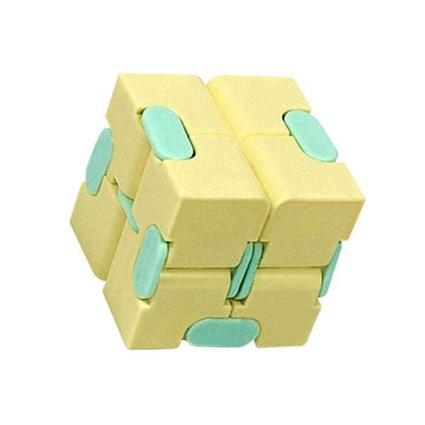 Infinity cube, Novelty infinity cube toy. Stress reduction + anti anxiety. Fidget Toys Infinite Cube, fidget finger to aid in development of children (yellow)