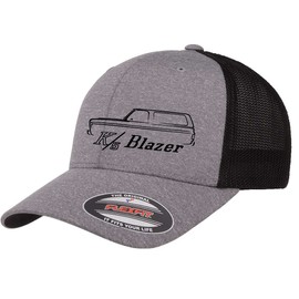 1973-1991 Blazer K5 Truck Classic Outline Design Flexfit 6511 Trucker Mesh Fitted Cap Heather/Black