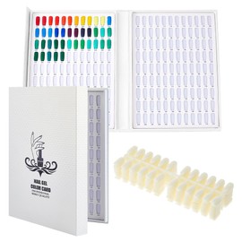 SUPERFINDINGS Nail Color Display Book with 240Pcs White Nail Tips Nail Gel Polish Display Board Nail Color Chart Display Book Nail Polish Sample Book with Replacement Tips Salon Tools
