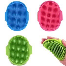 Dog Grooming Brush 4-in-1 Rubber Pet Groom Mitt Hair Fur Groom Massage Comb Bath Brush, Dog Shower Brush with Adjustable StrapGentle Grooming for Dogs & Cats with Long/Short/Curly Hair(3Pc)