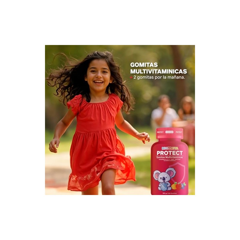 Migomita PROTECT| 60 Gomitas Multivitamínicas para niños|100% Naturales