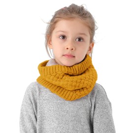 EPEIUS Kids Girls/Boys Winter Knitted Infinity Scarf Children Warm Soft Polar Fleece Neck Warmer,Ginger,One Size