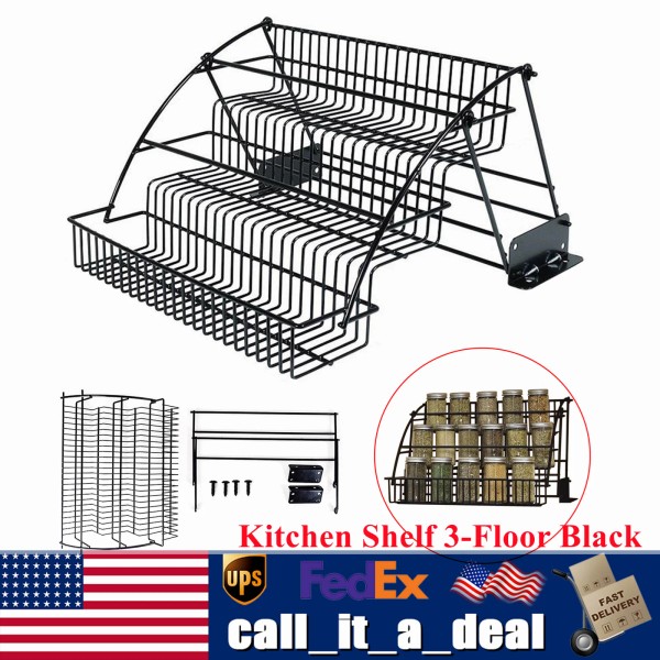 3 Tier Pull down Cabinet Spice Rack Organizer,Meta