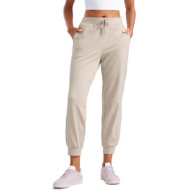 CRZ YOGA Cloud Jersey Joggers Sweatpants Women 25” Capri Casual Lounge Pajama Workout Sweat Pants with Pockets Mojave Tan Large