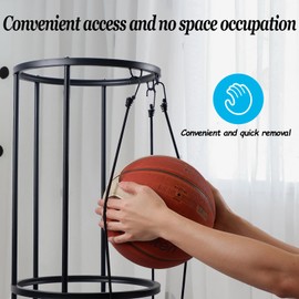 FiloxeniaOasis Ball Storage Rack, 3 Layer Vertical Basketball Rack, Sports Equipment Storage, Ball Rack with Basket, Garage Ball Storage, Wall-Mounted Ball Organizer for Indoor/Outdoor/Home/Garage