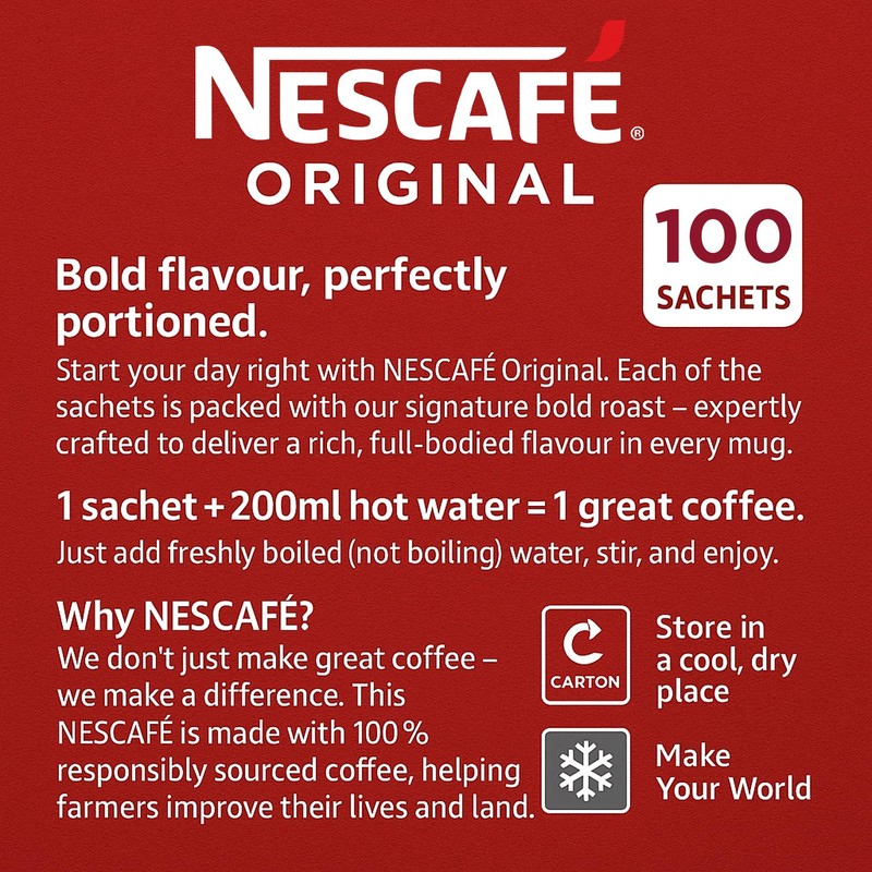 Nescafe Original Individual One Cup Instant Coffee Sachets x 100