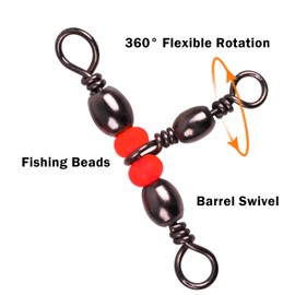 T-Shape Three 3 Way Fishing Swivel Brass Barrel Triple Swivel Cross Line Fishing Tackle Line Connectors Tangle Free Tackle Equipment Size 20-100 lbs Pack of 50pcs (50pcs 4 * 6)