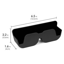 Car Sunglasses Holder Dashboard Storage Box - Self Adhesive ABS Eyeglasses Case Organizer with Soft Velvet Lining - Universal Vehicle Sun Glasses Mount Stand Accessories (Black)