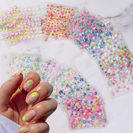 30 Sheets Flower Nail Art Stickers Self Adhesive Colorful Flower Nail Decals for Nail Art Designs Spring Summer Nail Decals Floral Daisy Heart Nail Supplies for Women Manicure DIY Decorations