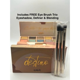 Eyeshadow Destino Eyeshadow Palette ~10 Unique Shades~Alamar Cosmetics~FREE Brush Trio Set