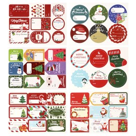 Afrizona 48pcs Christmas self-Adhesive Gift Stickers Christmas Labels Santa Claus Christmas Tree Christmas Stockings Christmas Gift Wrapping Holiday Gift Decorations