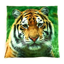 Onwomania Tiger Wild Cat Plush Cushion for Sofa or Bed as Decoration, Decoration or Cuddly Cushion 35 x 35 cm