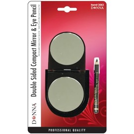 DONNA Double Sided Compact Mirror, Black Eye Pencil
