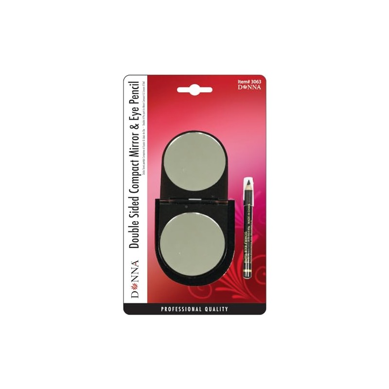 DONNA Double Sided Compact Mirror, Black Eye Pencil
