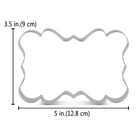 LILIAO Large Rectangle Fancy Plaque Cookie Cutter Frame Sandwich Fondant Biscuit Cutter - 5 x 3.6 inches - Stainless Steel - by Janka