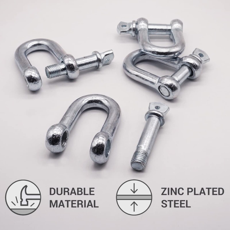 (Pack of 2) Galvanised Steel Shackles 16mm Shackle Clip with