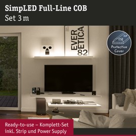 Paulmann 78862 SimpLED LED Strip Full-Line COB Complete Set 3 m 11 W 1500 lm 384LEDs/m 3000K 12VA White Metal
