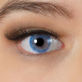 Charmiga Kontaktlinsen farbig mit Stärke blau| Stark deckend | Natürlich | 2 Stück weiche Jahreslinsen + Behälter, Pinzette, Einsetzhilfe | Aruba Blue -5.50 Dioptrien