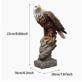Perched Bald Eagle on Rock Statue Resin Eagle Figurine for Garden DecorColor: Brown, Size: One Size