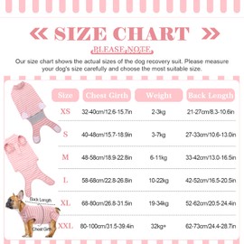 Hjumarayan Dog Surgery Recovery Suit - Stretchy Post-Op Body Suit for Females, Soft Cone Alternative (Pink Stripe, XXL)