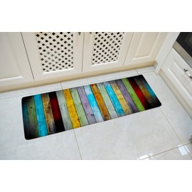 goodbath Bath Mats, Color Striped Non-slip Long Bath Rug for Bathroom Kitchen Floor Carpet, 120 x 40 cm, Colourful