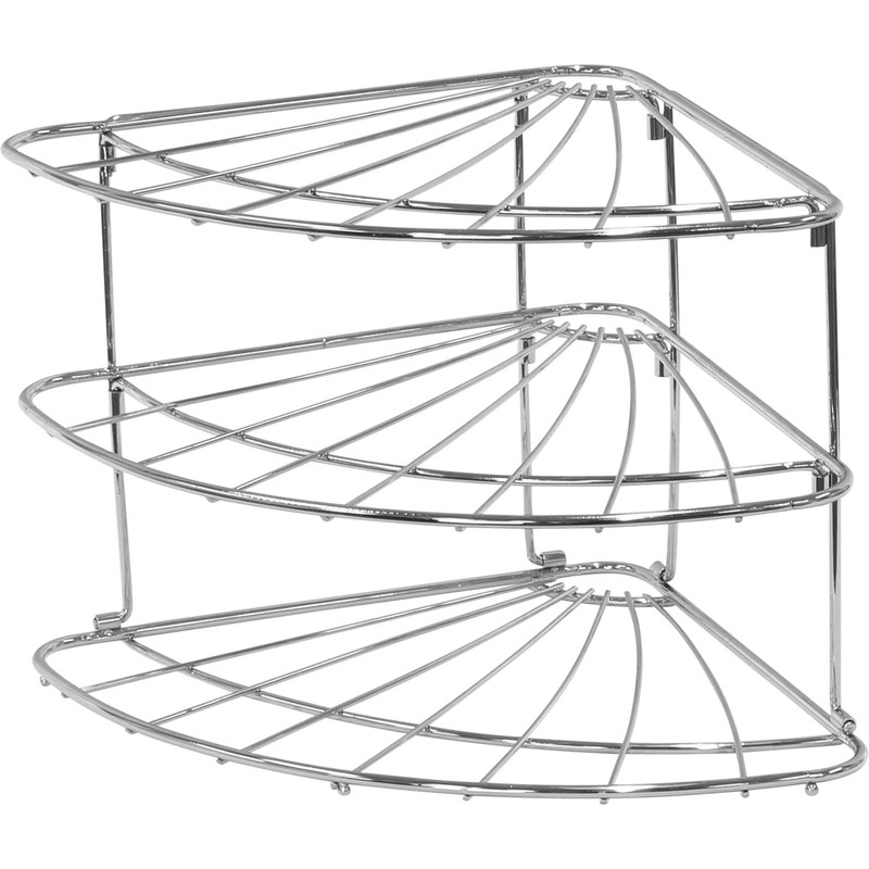 3-Tier Counter Corner Shelf Organizer, Chrome