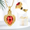 Gold Angel Wings Glass Heart Urn Pet/Human Cremation Pendant Necklace