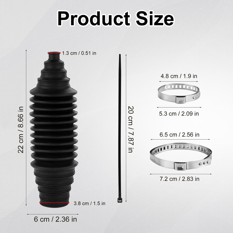 Inner Tie Rod Boot Kit, 8.66x2.36x2.36in Silicone Steering Rack Boot
