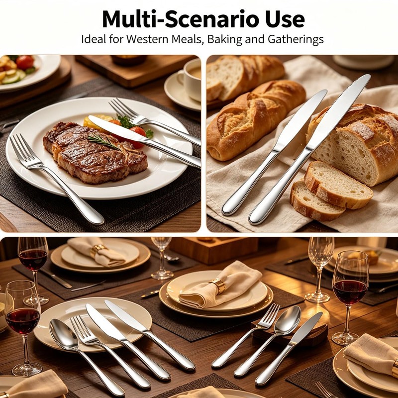 LEKAYIHU 8Pcs Stainless Steel Dinner Table Knives Set, Butter Knives,Reusable