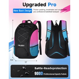 FEILOONG Basketball Backpack Bag with Ball Holder Shoes Compartment, Large Basketball Accessories Sports Gym Bag Fits Football Volleyball