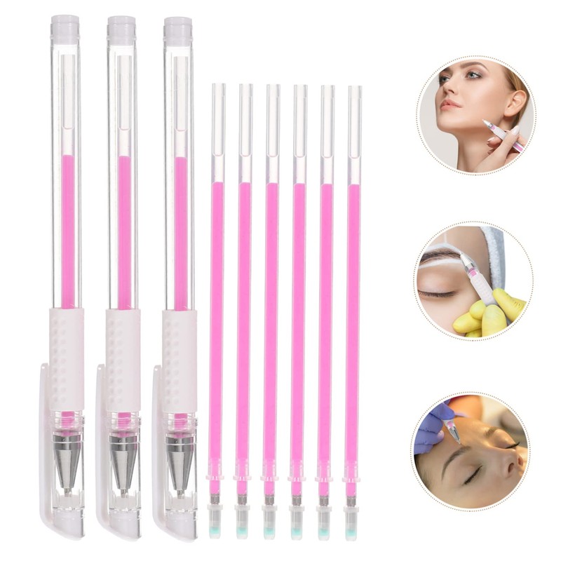 TEHAUX 2 Sets Eyebrow Pen Plastic Pen Tattooing Mapping Tool